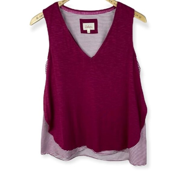 Anthropologie Deletta Weekdays Layered Tank Pink Red V-Neck Size Small Top Boho‎ - Picture 2 of 10